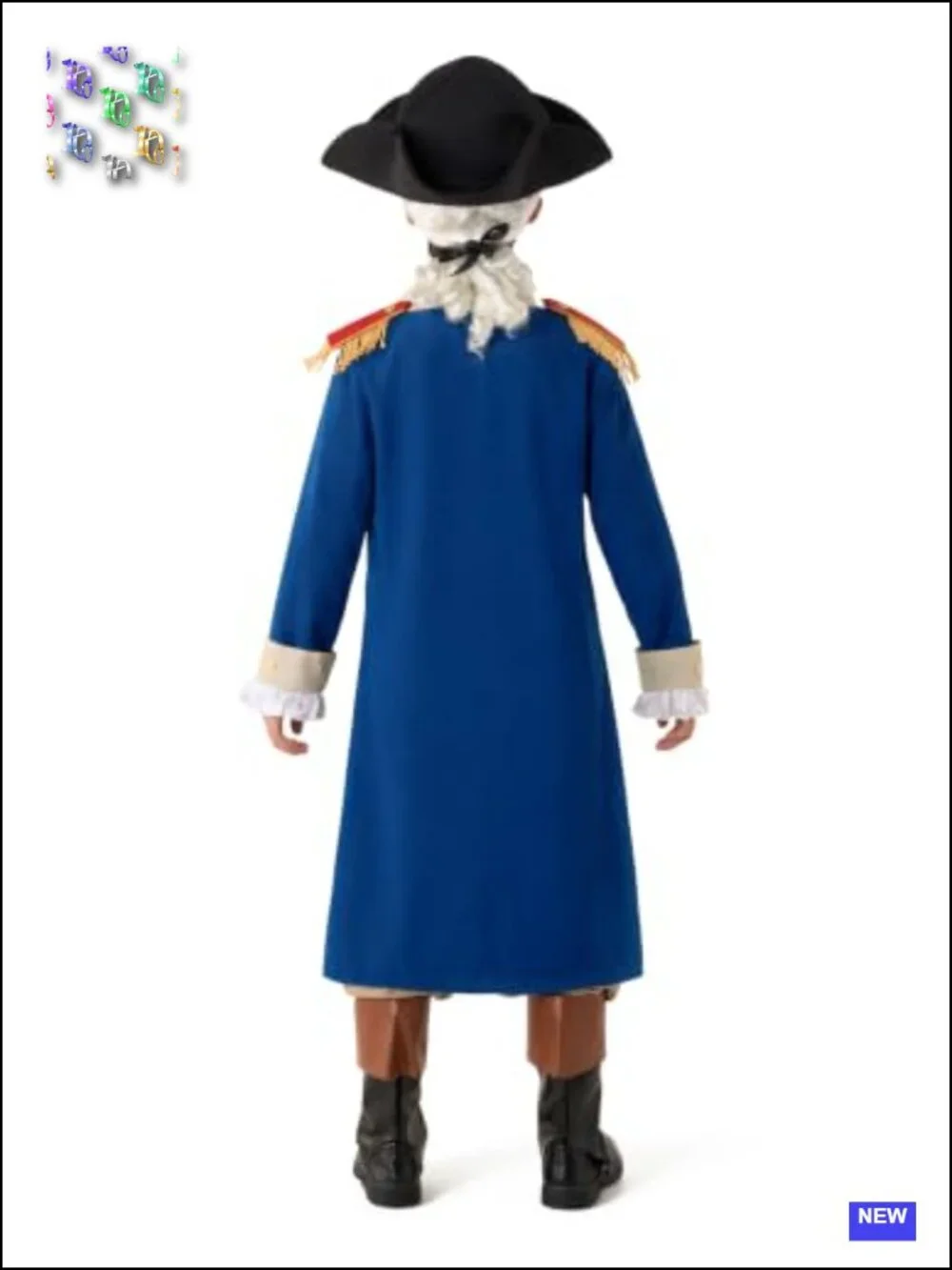 Kids Colonial Historical Costume with Wig and Hat for Boys Halloween Dress Up